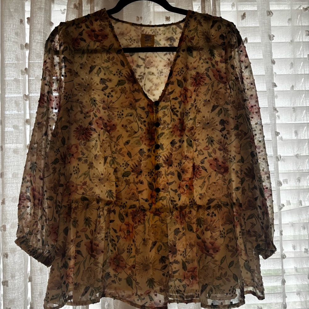 Elegant Floral V-Neck Blouse